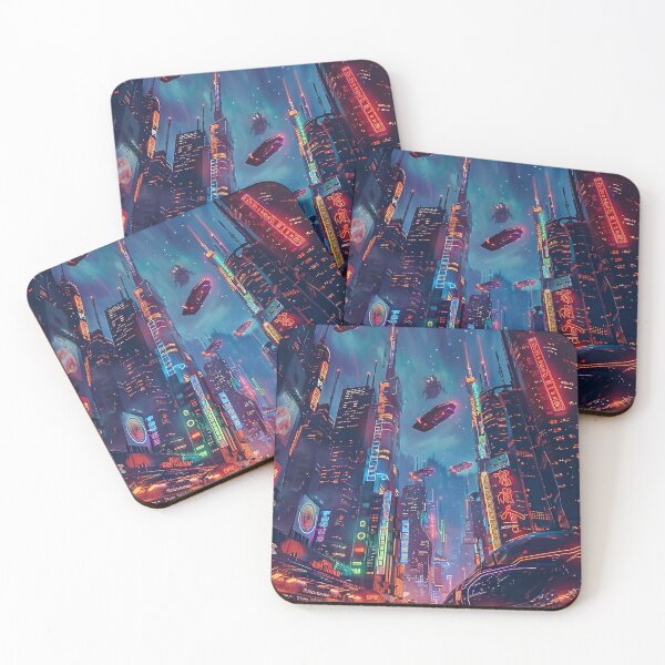 Item preview, Futuristic Anime city at night designed and sold by SunMoonMilk.