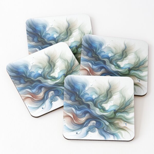 Item preview, Flowy abstract in blues and greens designed and sold by MALindsey1.