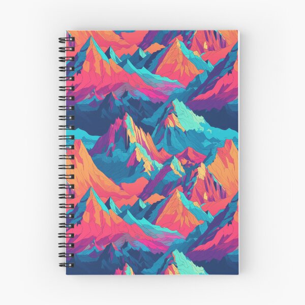 Item preview, Psychedelic abstract mountains in vector style. Vector mountains in blue and pink orange. Mountain landscape in minimalism. designed and sold by SculpterioShop.