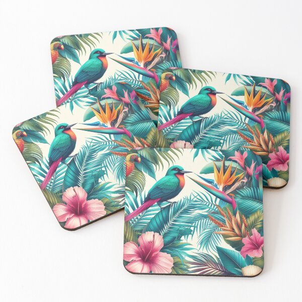 Item preview, Tropical paradise of palm leaves and flowers designed and sold by AvasArtistic.