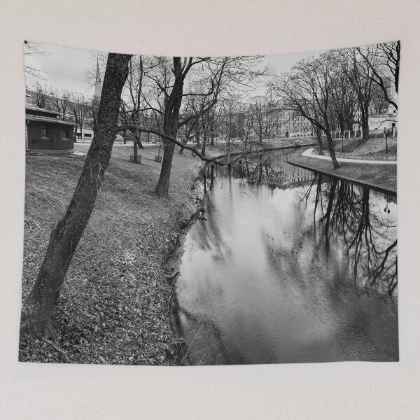 Item preview, By the canal. 2. Riga 2024 bw designed and sold by Jouko Lehto Photography.