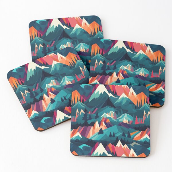 Item preview, Abstract mountains in vector style. Vector mountains in blue and pink orange. Mountain landscape in minimalism. designed and sold by SculpterioShop.