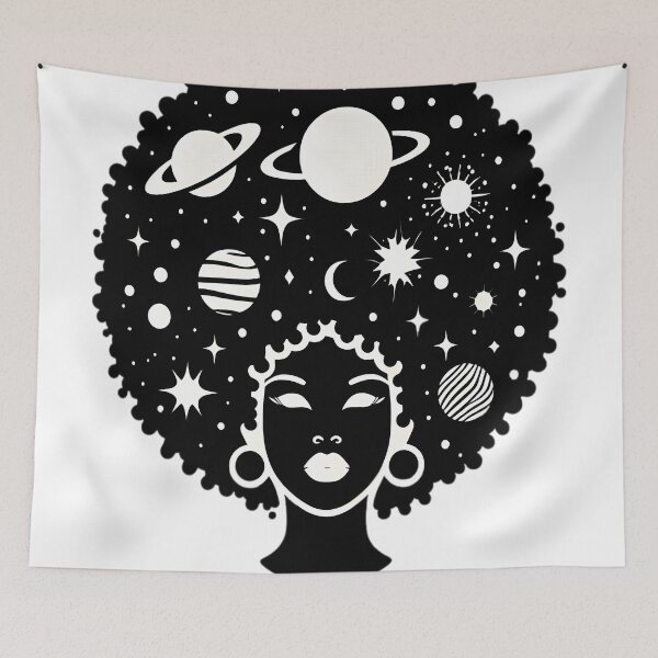 Item preview, Afrofuturism Afro Girl Sci-fi Black And White designed and sold by KitonicTees.