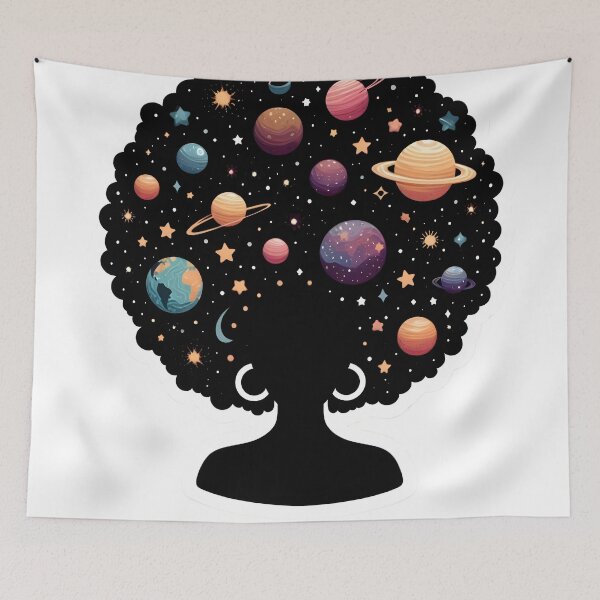 Item preview, Afrofuturism Afro Girl Cosmic Art designed and sold by KitonicTees.