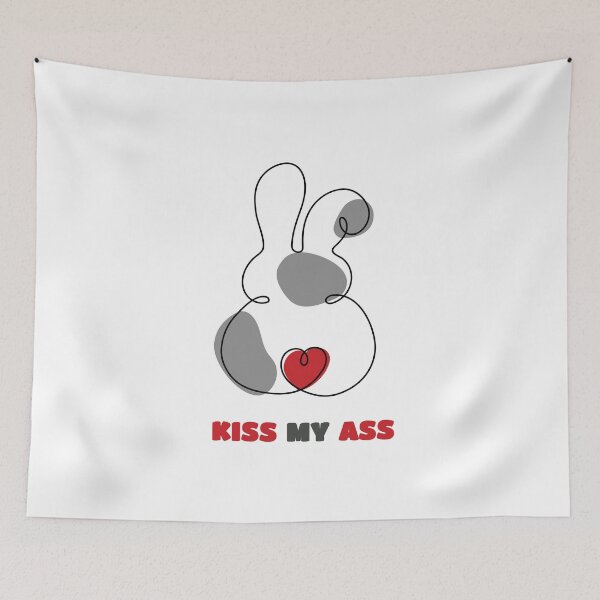 Item preview, Rabbit | Kiss my ass |  Cuteness | line art | funny quote | designed and sold by GeorgetaHere.