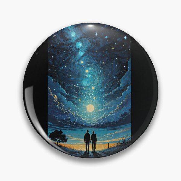 Item preview, Two People Standing Under the Stars and Moonlight in a Romantic Scene  designed and sold by KTOShop.