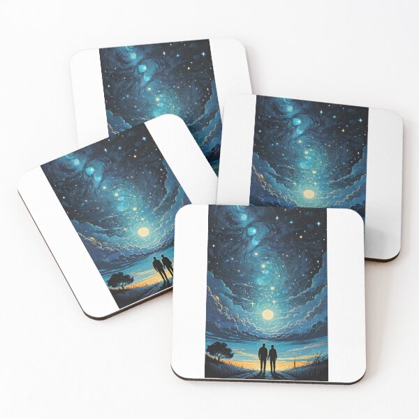Item preview, Two People Standing Under the Stars and Moonlight in a Romantic Scene  designed and sold by KTOShop.