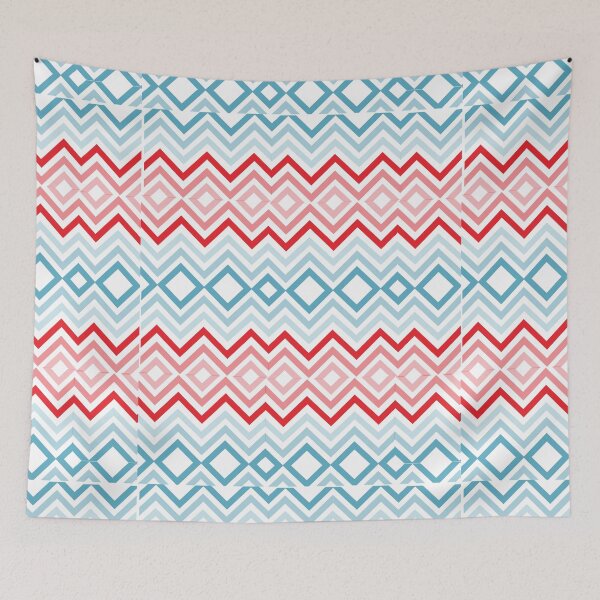 Item preview, blue and red zigzag pattern  designed and sold by mndesignworx.