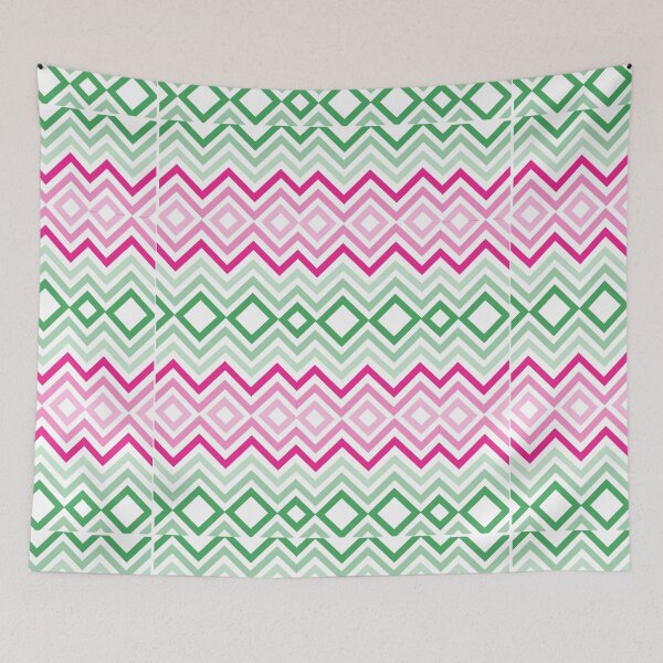 Item preview,  Green and Pink zigzag pattern  designed and sold by mndesignworx.