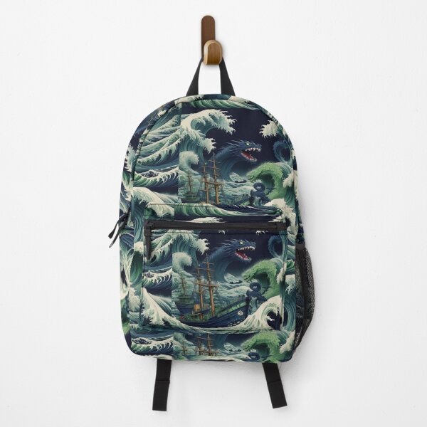 Item preview, Sea Monsters in Wild Ocean & Waves japanese storm designed and sold by Designovas.