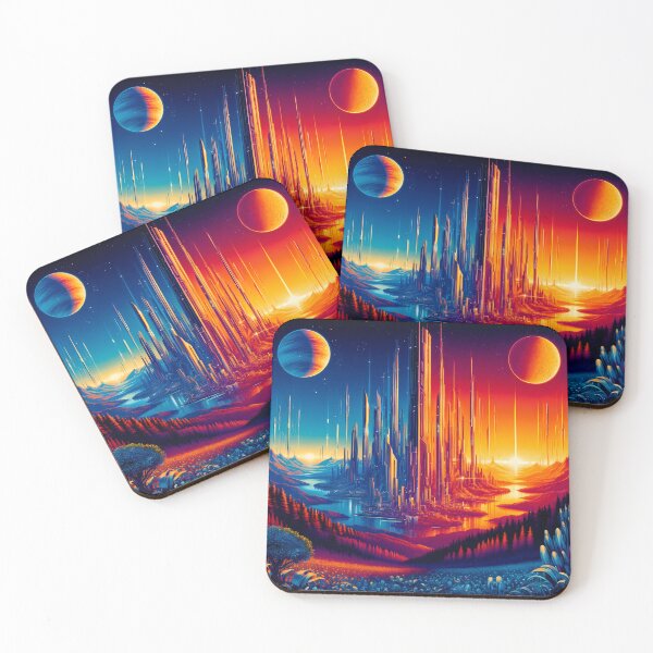 Item preview, Dual Suns Over Futuristic Cityscape designed and sold by LivingArtClips.