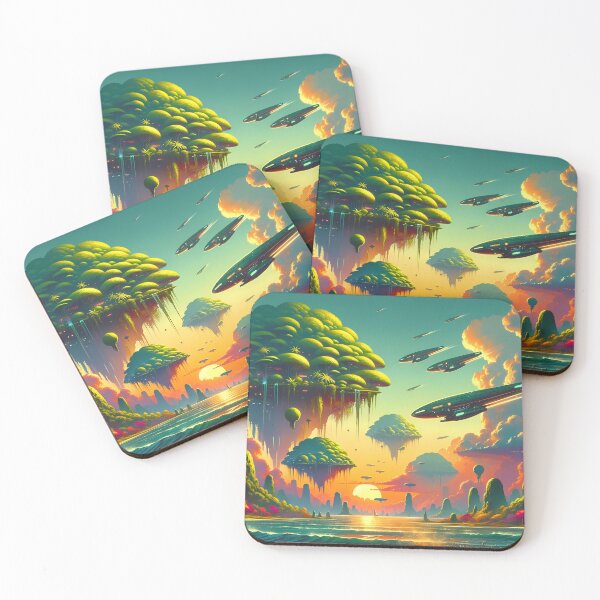 Item preview, Floating Islands and Futuristic Airships designed and sold by LivingArtClips.