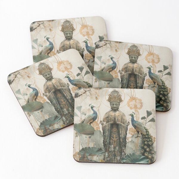 Item preview, Guan Yin with Peacocks Illustration (Variation) designed and sold by OccultDreams.