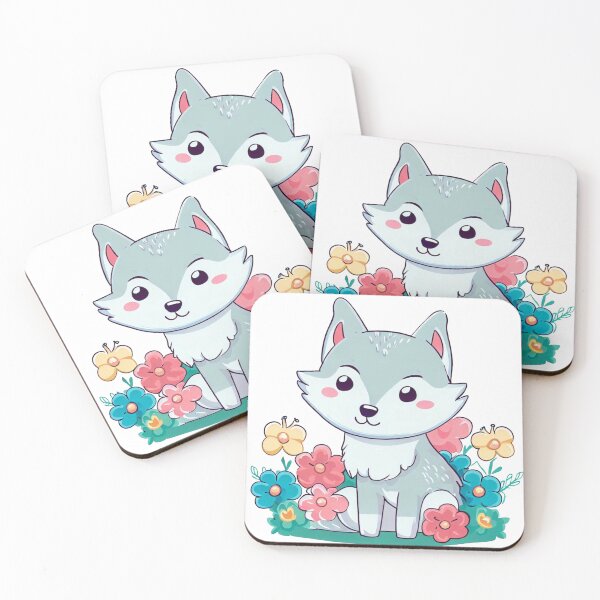 Item preview, Cute Colorful Wolf Dog Art With Flowers Simple Style Grey Little Baby designed and sold by Cr320.