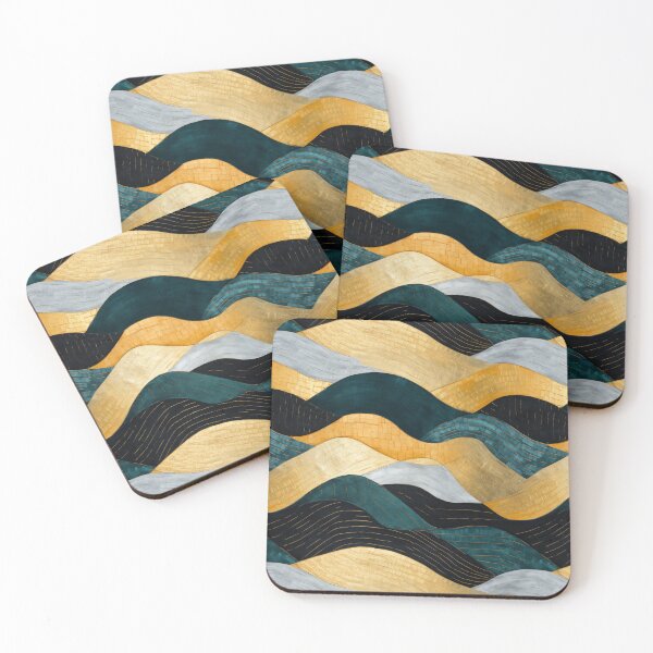 Item preview, Abstract drawing with golden paints. Golden and turquoise lines intertwine in an abstract pattern. designed and sold by SculpterioShop.