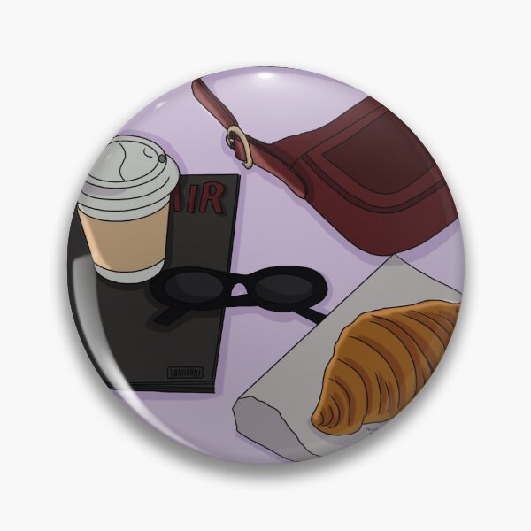 Item preview, Flat lay / sunglasses / coffee / handbag / croissant / magazine designed and sold by melodyoutlines.
