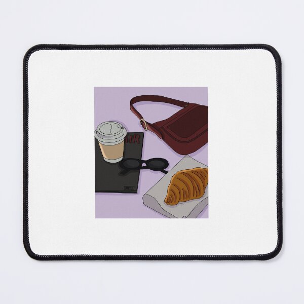 Item preview, Flat lay / sunglasses / coffee / handbag / croissant / magazine designed and sold by melodyoutlines.