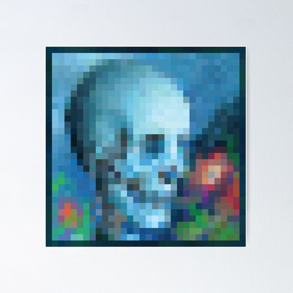 Vista previa del artículo con la obra «calavera a la luz de la luna», diseñado y vendido por KatsuStore.