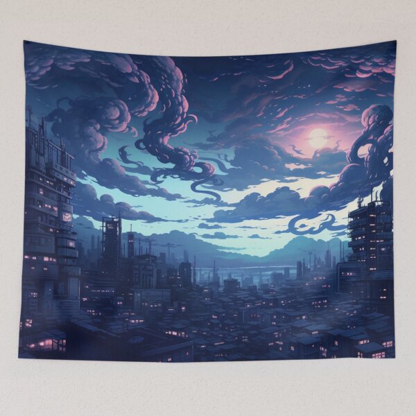 Item preview, Twilight Metropolis Cyberpunk City Night Cityscape designed and sold by Nightarcade.