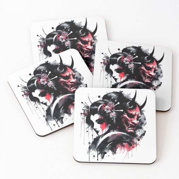 Item preview, Sumie Japanese Brushstroke Oni Geisha Demon designed and sold by TomFrontierArt.