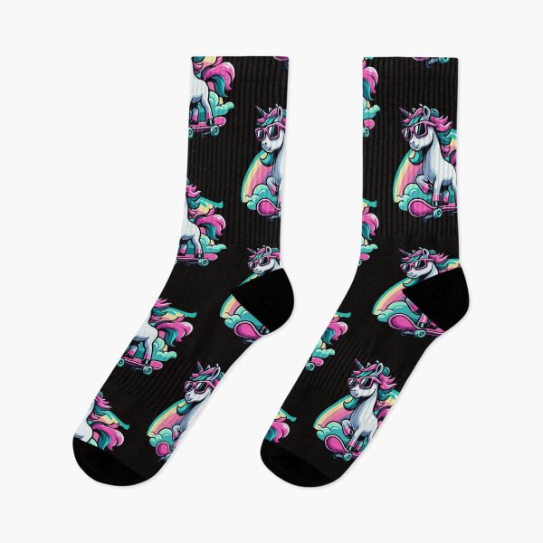 Item preview, Blue And Pink Unicorn Skateboarder designed and sold by McThingummy.