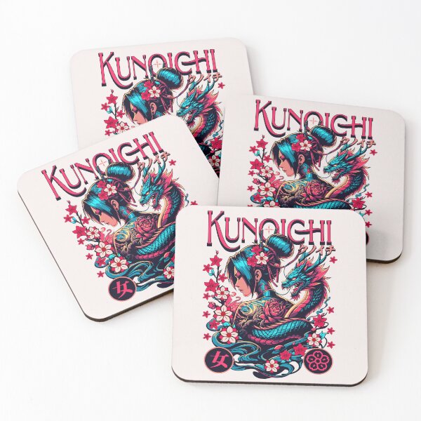 Item preview, Japanese Samurai Kunoichi Dragon - Female Shinobi - Ninjutsu Gift designed and sold by InkyGenies.