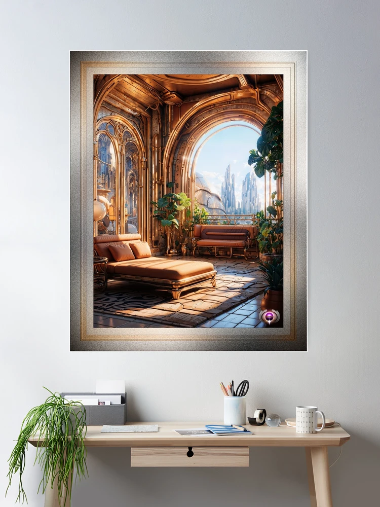 An Elegant View Of The Metropolis Enchanting AI Concept Art by Xzendor7 Room Decor Poster Art Print