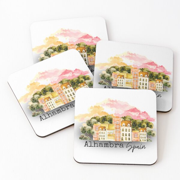 Item preview, Watercolor Sunset Over Alhambra Granada Spain City Building   designed and sold by julyperson.
