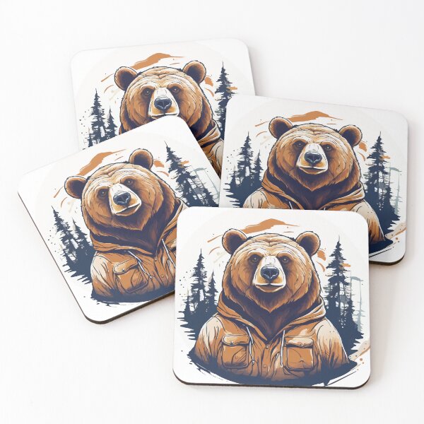 Item preview, bear in forest, vintage style designed and sold by misbahsiro.
