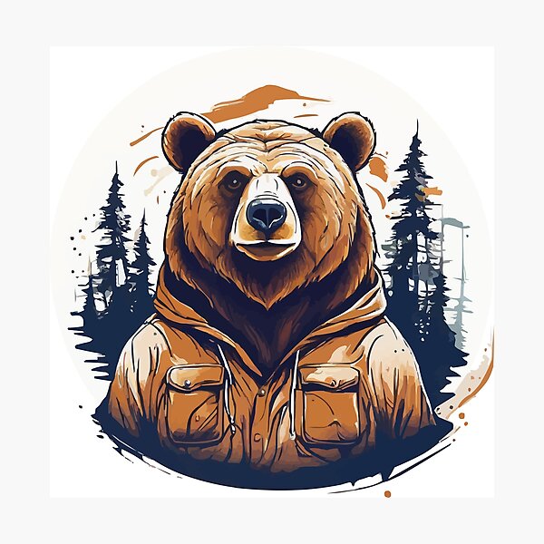 Item preview, bear in forest, vintage style designed and sold by misbahsiro.