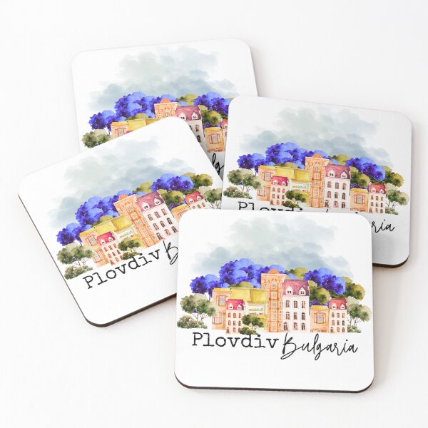 Item preview, Watercolor Plovdiv Bulgaria Buildings Vintage Painting  designed and sold by julyperson.