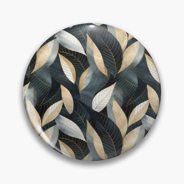 Item preview,  Abstract pattern with leaves in golden and dark blue tones. Linart with foliage in golden paint. Luxury style. designed and sold by SculpterioShop.
