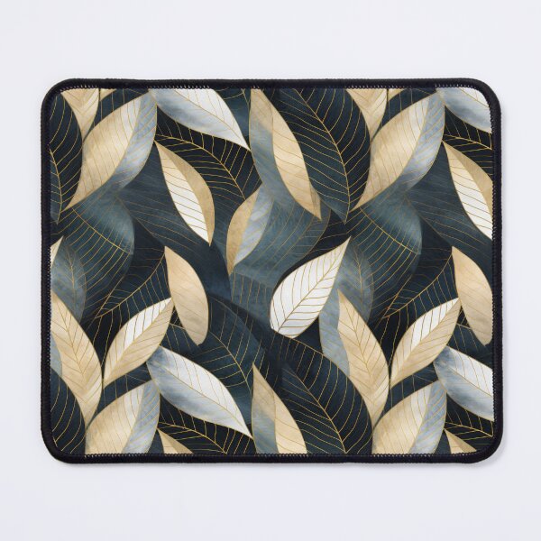 Item preview,  Abstract pattern with leaves in golden and dark blue tones. Linart with foliage in golden paint. Luxury style. designed and sold by SculpterioShop.
