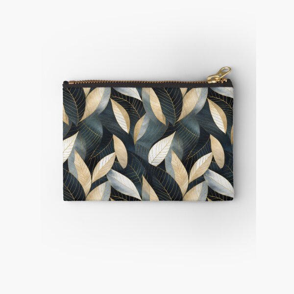 Item preview,  Abstract pattern with leaves in golden and dark blue tones. Linart with foliage in golden paint. Luxury style. designed and sold by SculpterioShop.
