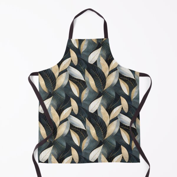 Item preview,  Abstract pattern with leaves in golden and dark blue tones. Linart with foliage in golden paint. Luxury style. designed and sold by SculpterioShop.