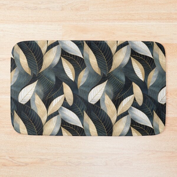 Item preview, Abstract pattern with leaves in golden and dark blue tones. Linart with foliage in golden paint. Luxury style. designed and sold by SculpterioShop.
