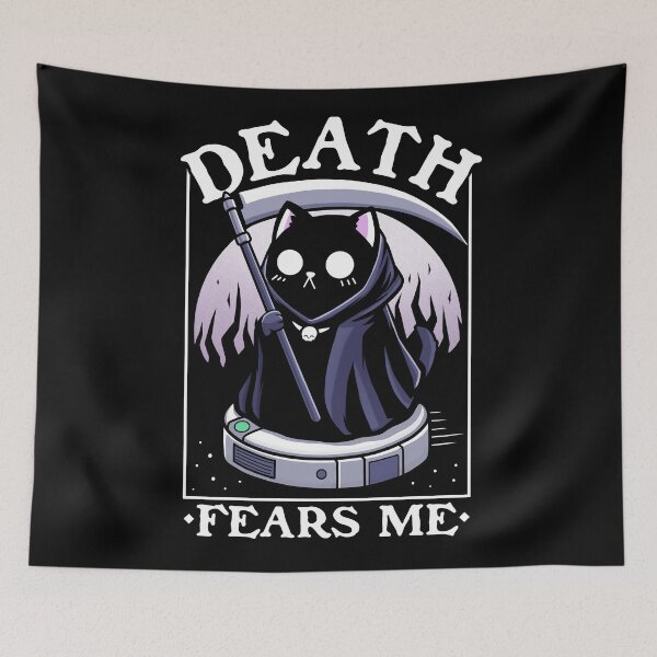 Item preview, Death Fears Me Roomba Cat - Black Version designed and sold by KawaiiKrypt.