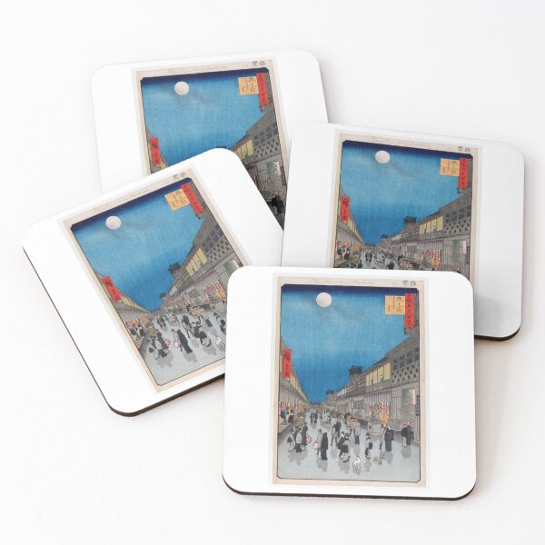 Item preview, Night View of Saruwaka-machi (Saruwaka-machi Yoru no Kei), No. 90 from One Hundred Famous Views of Edo Utagawa Hiroshige | Japanese Ukiyo-e  Woodblock prints by Utagawa Hiroshige. designed and sold by TeeARTHY.