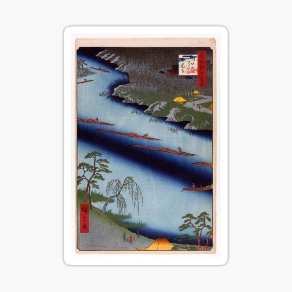 Item preview, The Kawaguchi Ferry and Zenkoji Temple, No. 20 in One Hundred Famous Views of Edo Utagawa Hiroshige | Japanese Ukiyo-e  Woodblock prints by Utagawa Hiroshige. designed and sold by TeeARTHY.