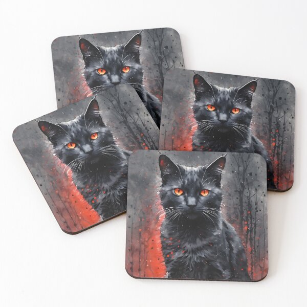 Item preview, Creepy Cat with Glowing Red Eyes designed and sold by ByteyCreatives.