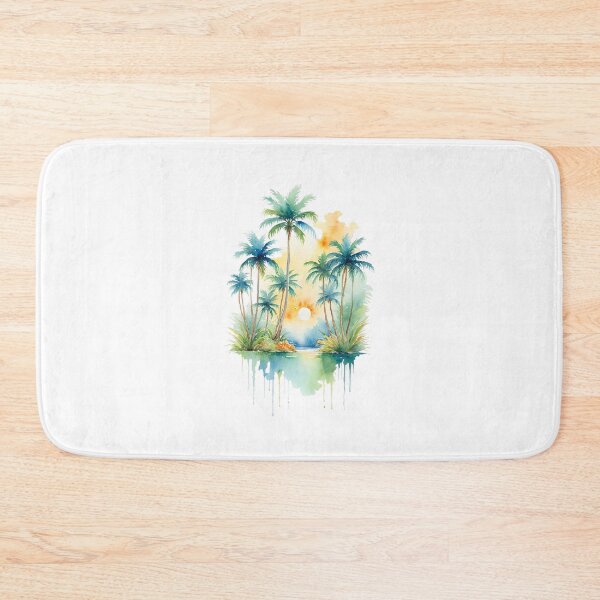 Item preview, Watercolor painting of a tropical scene with palm trees designed and sold by ahdidou.