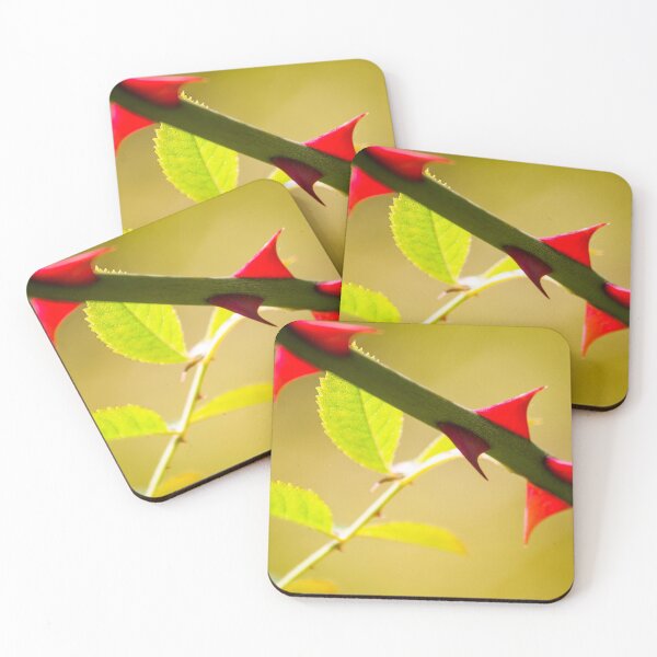 Item preview, Lime green rose leaves with red thorns designed and sold by FOLK ART FUSION by heidiannemorris.