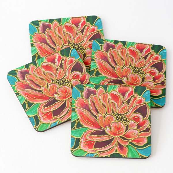 Item preview, Pretty Pink Peony Faux Stained Glass Art designed and sold by Amazink Creations.
