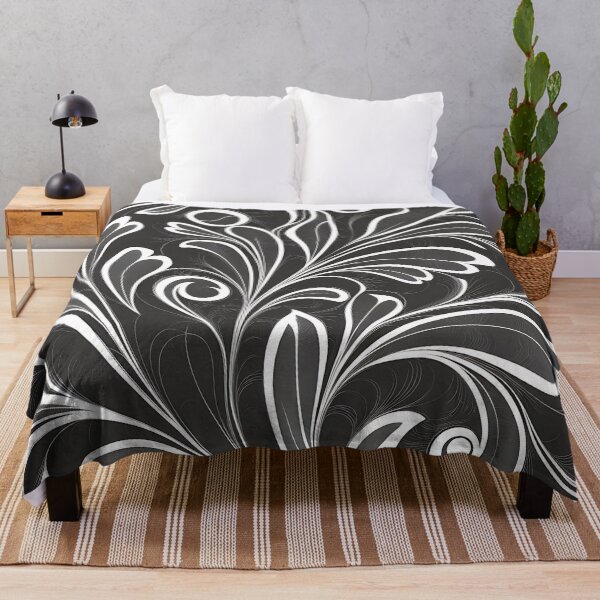 Item preview, Black and white floral pattern designed and sold by Haji Kamora.