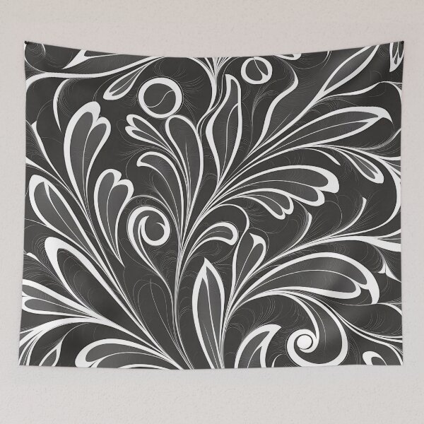 Item preview, Black and white floral pattern designed and sold by Haji  Kamora.