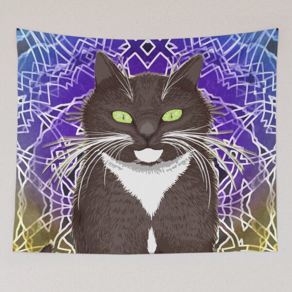 Item preview, Tuxedo cat making biscuits - Cute colourful design for cozy cat lover designed and sold by Scolliecat.