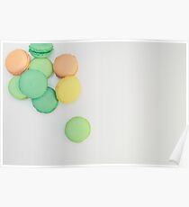 Assorted sweet pastel color macaroons Poster