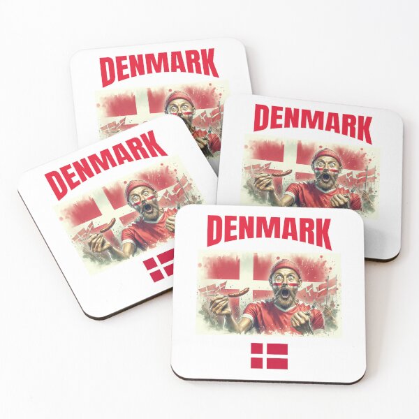 Item preview, Danish Fans Euro24, sausage on a Fork. Denmark designed and sold by Get-Forked.