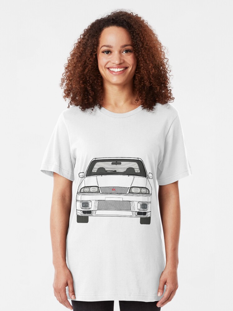 Alternative Ansicht von Nissan Skyline R33 GT-R (front) V2.0 Slim Fit T-Shirt