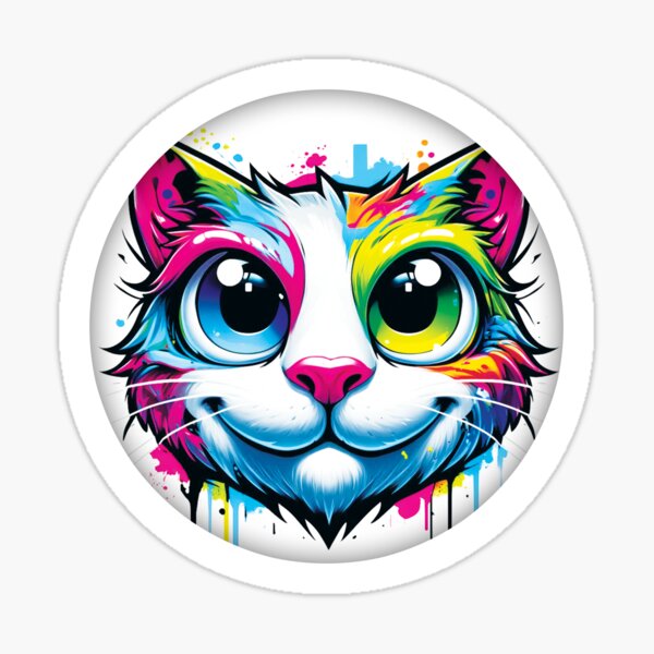 Cute Graffiti Cat Face Sticker
